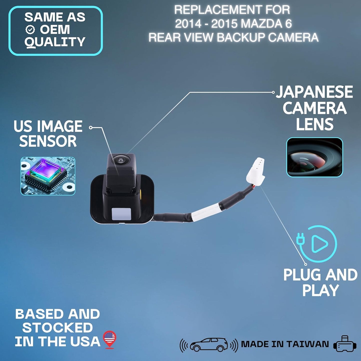 Backup Camera Replaces for 14-15 Mazda 6 GJT1-67-RC0C GJT1-67-RC0 GJT1-67-RC0B