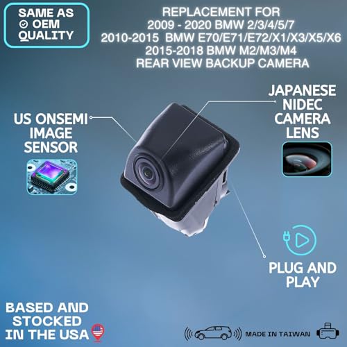 Backup Camera Replaces for BMW 2/3/4/5/7 Series (2009-2020) | BMW E70/E71/E72/X1/X3/X5/X6 (2010-2015) | BMW M2/M3/M4/M5 (2012-2020) OE Part # 66539240351