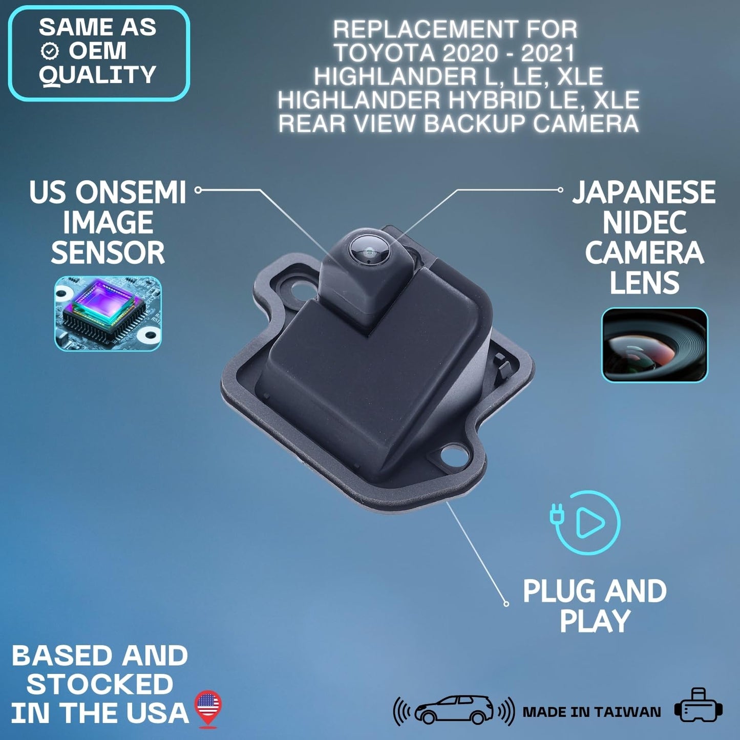 Backup Camera Replaces for 2020 2021 2022 Toyota Highlander L, LE, XLE/Highlander Hybrid LE, XLE OE Part # 867900E150 86790-0E150