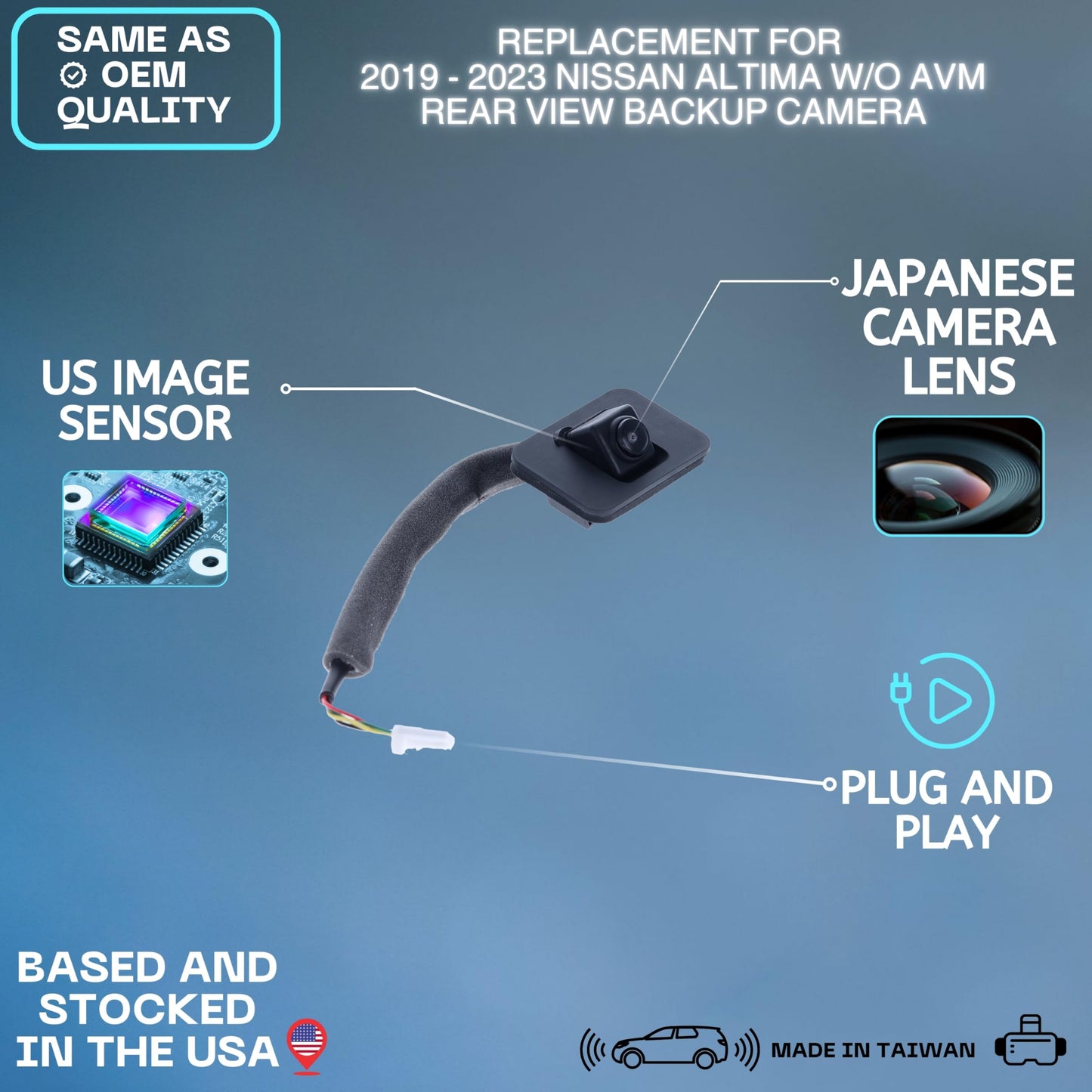 Backup Camera Replaces for 2019-2023 Nissan Altima w/o AVM