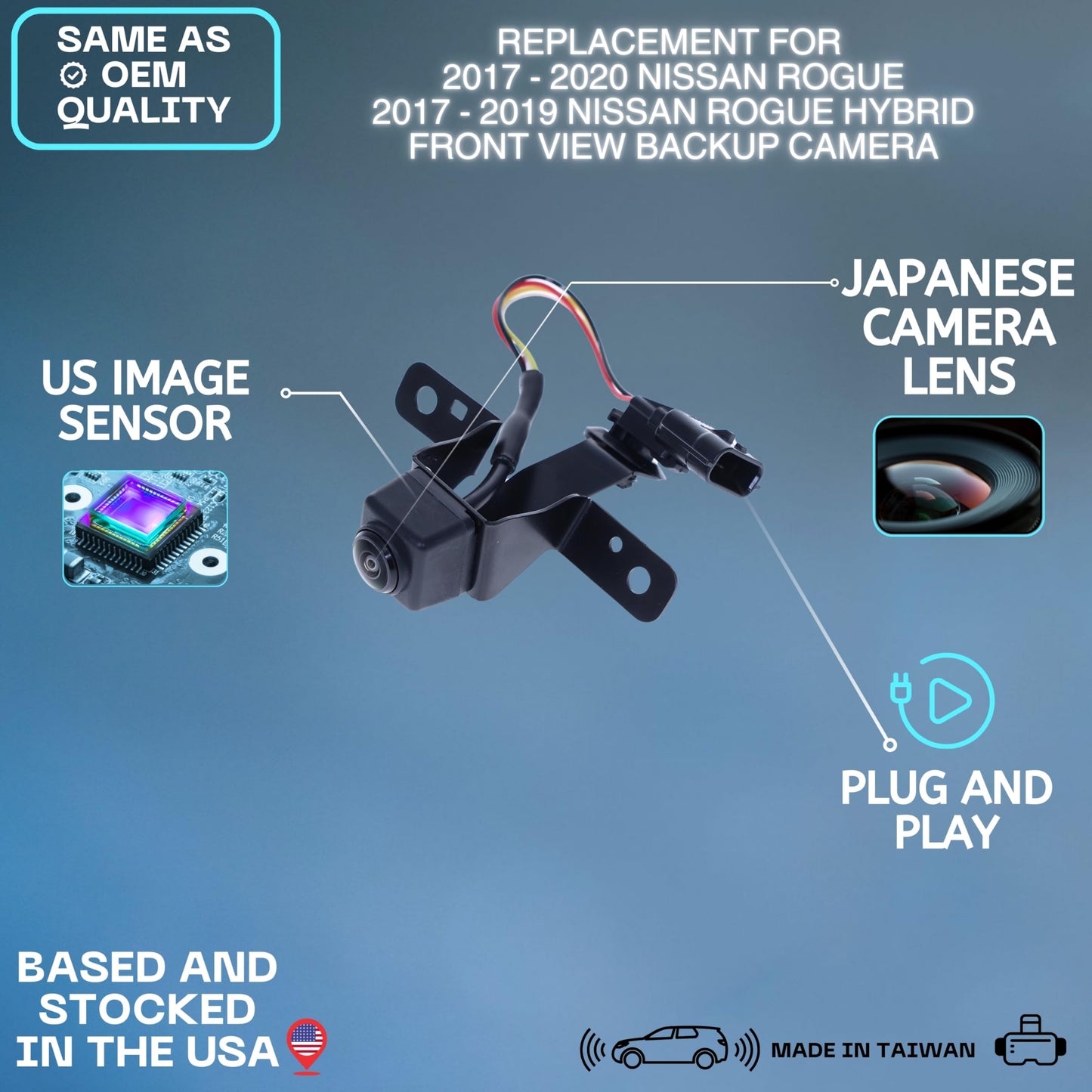 Front View Backup Camera Replaces for 2017-2020 Nissan Rogue | 2017-2019 Hybrid