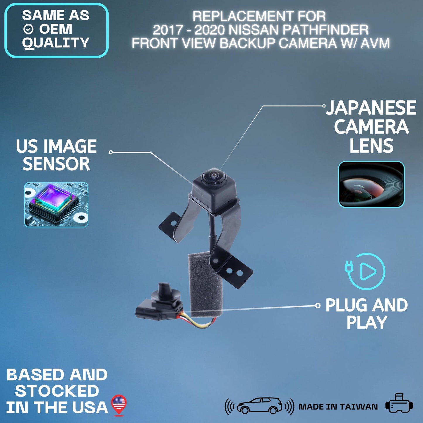 Front View Backup Camera Replaces for 2017-2020 Nissan Pathfinder w/AVM