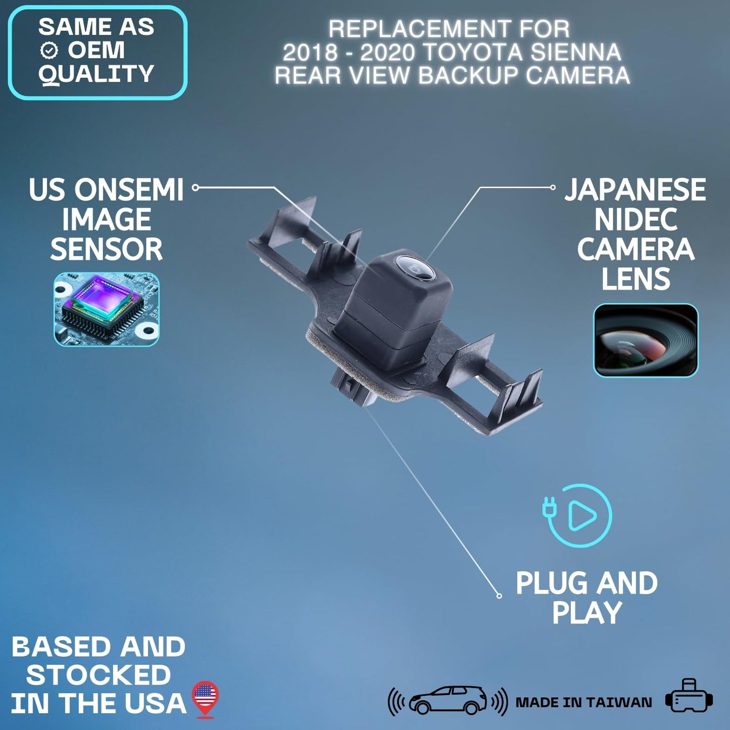 Backup Camera Replaces for 2018 2019 2020 TOYOTA SIENNA OE Part # 8679008040