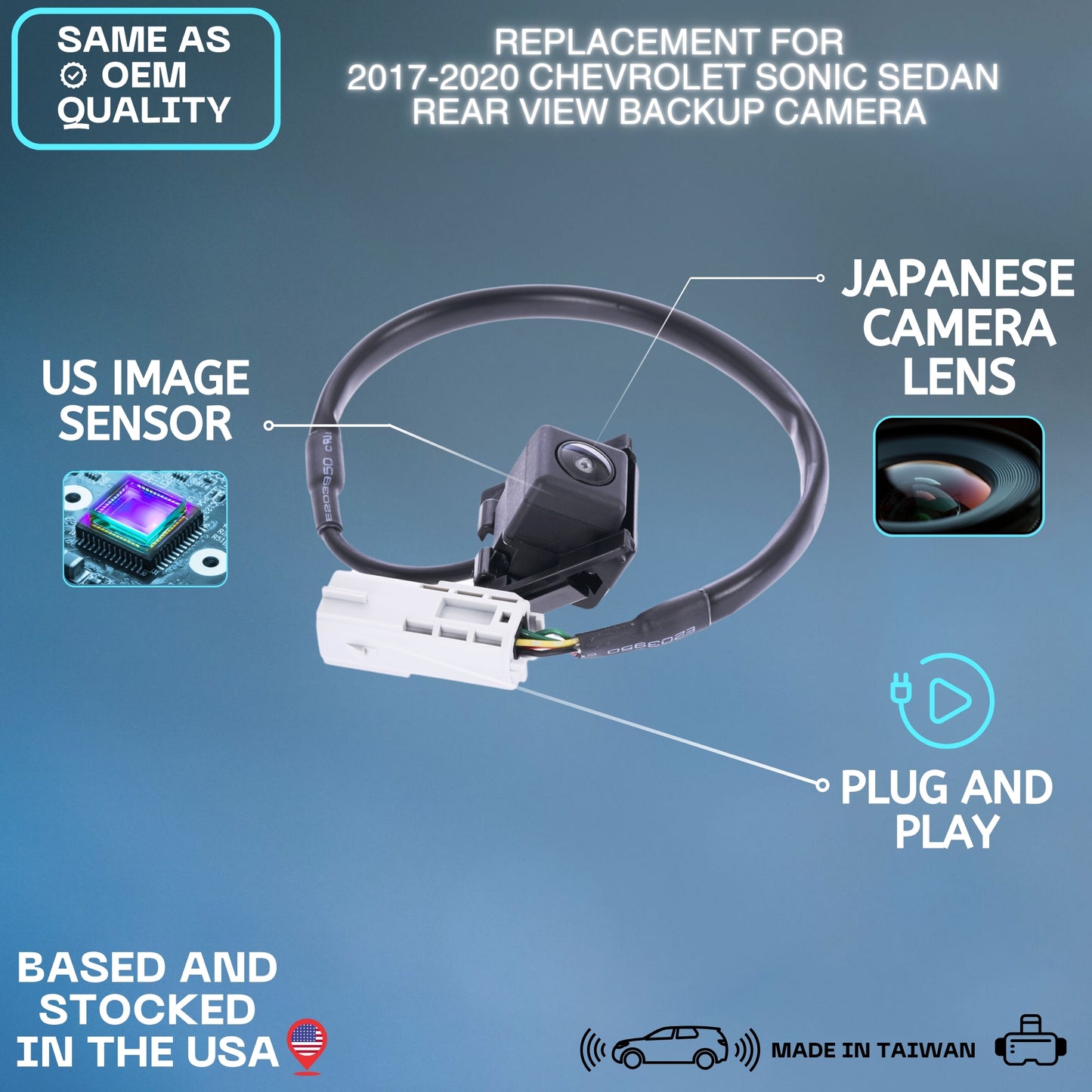 Backup Camera Replaces for 2017 2018 2019 2020 Chevy Sonic Sedan OE Part # 42348355