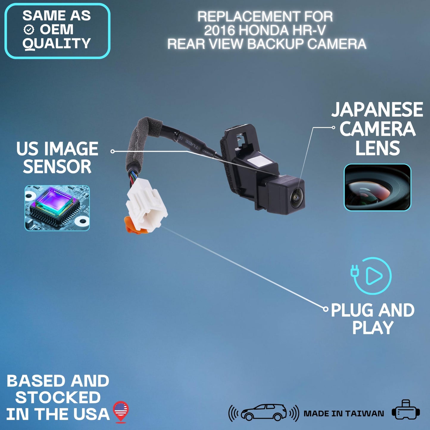 Backup Camera Replaces for 2016 2019 2020 2021 2022 Honda HR-V Assy | 2018 Honda HR-V Assy FWD OE Part # 39530-T7A-003 39530T7A003