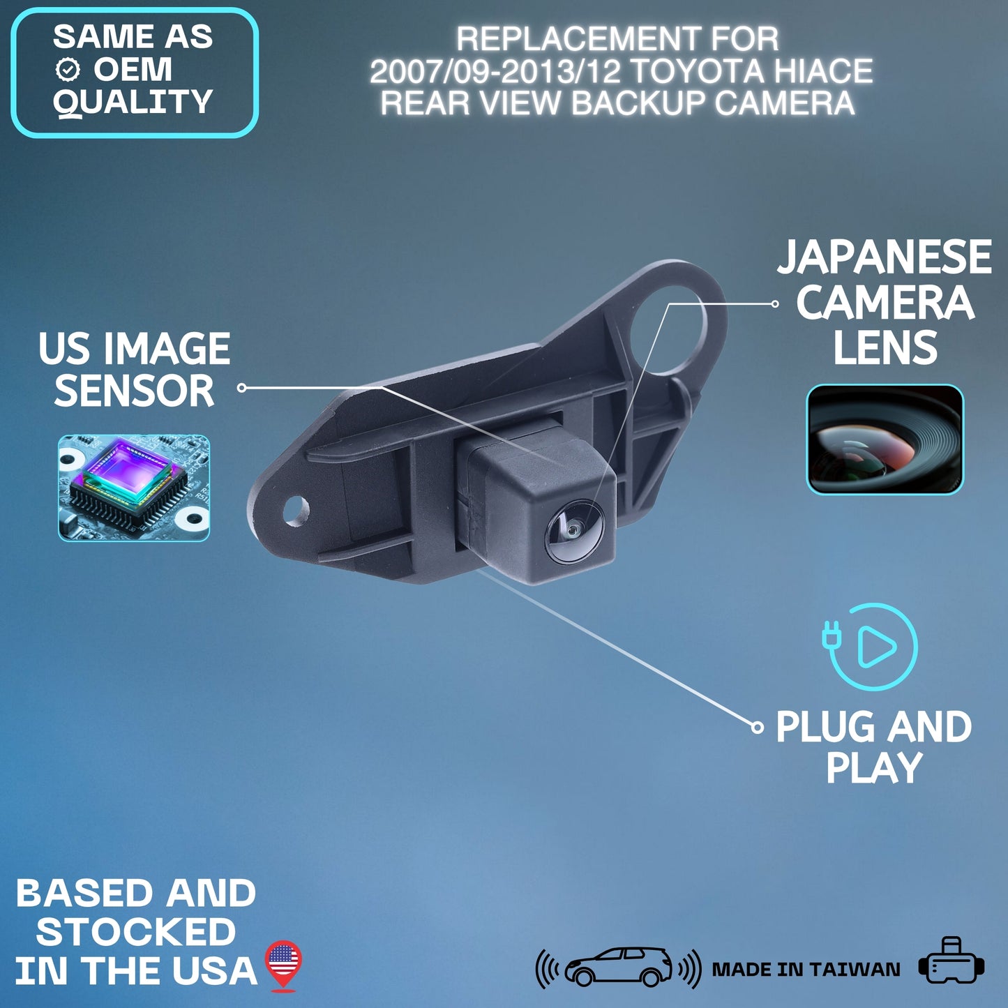 Backup Camera Replaces for 2007/09 2008 2009 2010 2011 2012 2013/12 Toyota Hiace OE Part # 8679026060 86790-26060