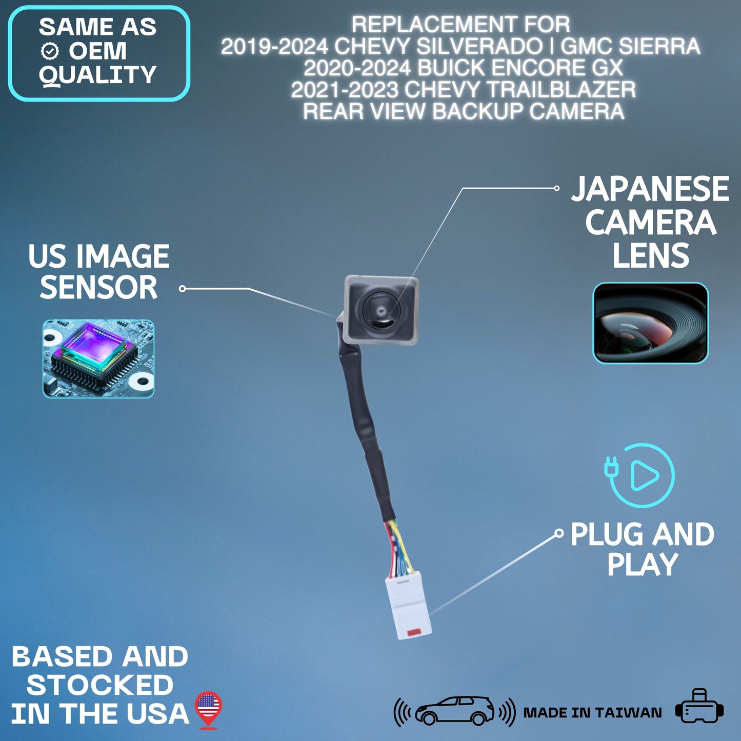 Backup Camera Replaces for 2019-2024 Chevy Silverado | 2019-2024 GMC Sierra/Denali | 2020-2024 Buick Encore GX | 2021-2023 GMC Trailblazer OE Part # 23390515 42549755