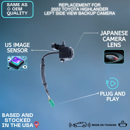 Left Side View Backup Camera Replaces for 2022 Toyota Highlander OE Part # 867900E430 86790-0E430