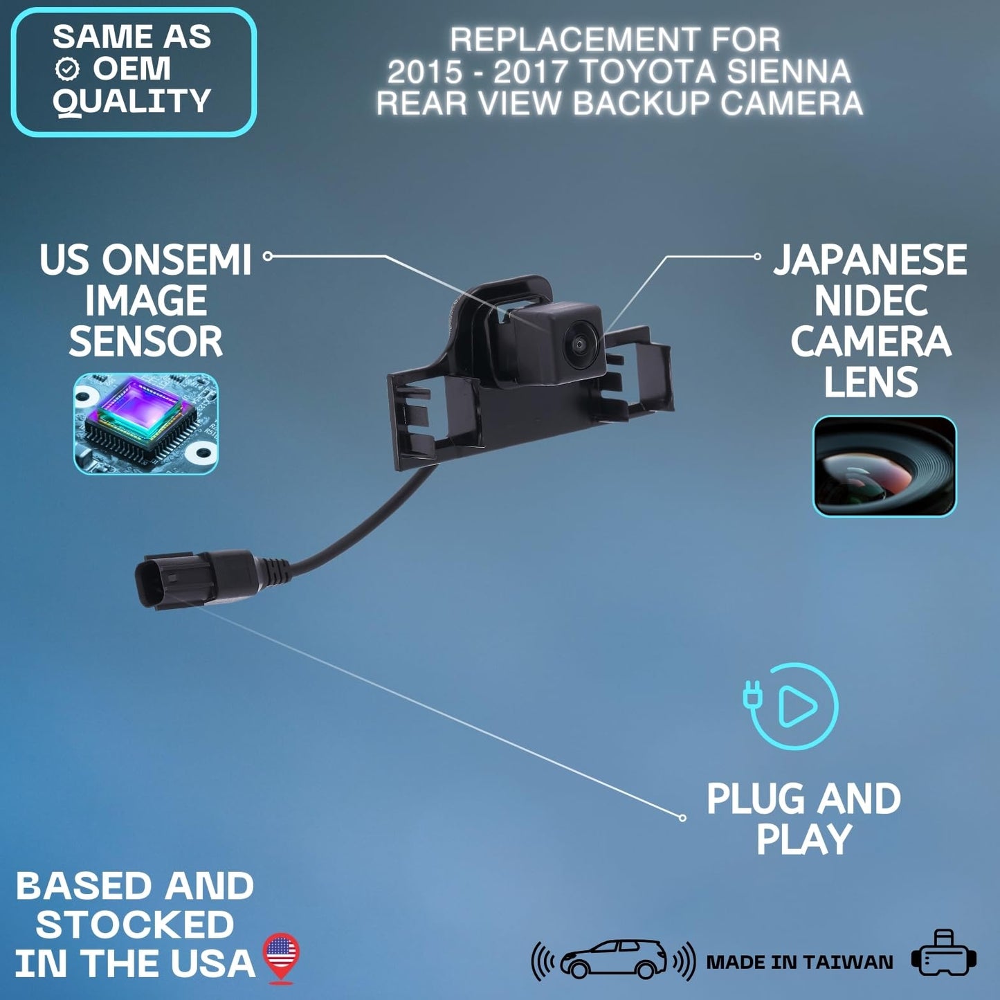 Backup Camera Replaces for 2015 2016 2017 TOYOTA SIENNA OE Part # 8679008030