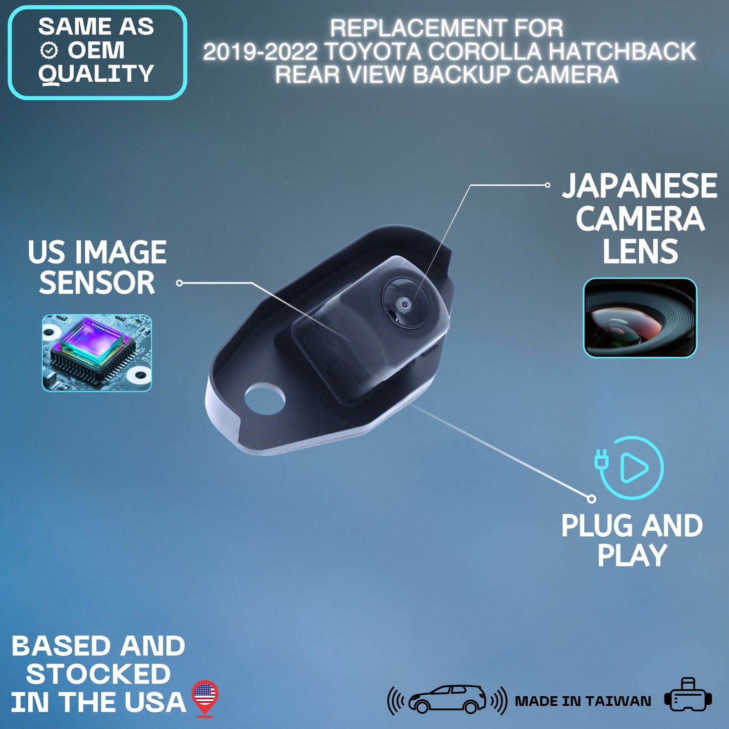 Backup Camera Replaces for 2019 2020 2021 2022 Toyota Corolla Hatchback OE Part # 8679012280 86790-12280