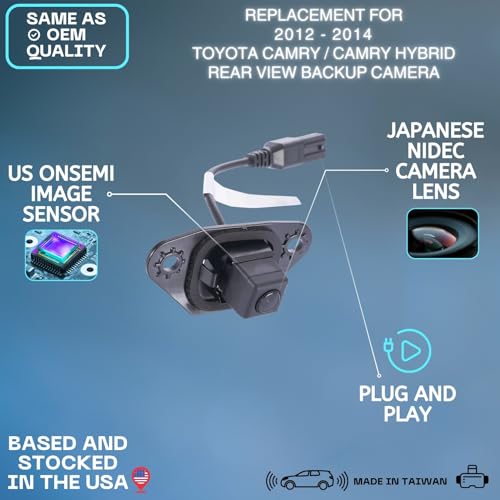 Backup Camera Replaces for 12-14 Toyota Camry 86790-06031 86790-06030