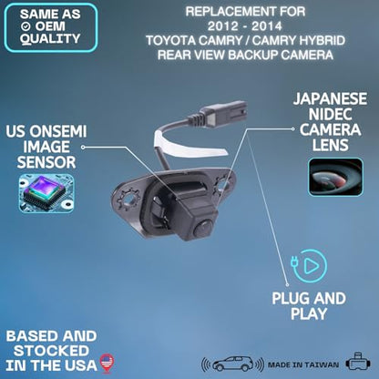 Backup Camera Replaces for 12-14 Toyota Camry 86790-06031 86790-06030