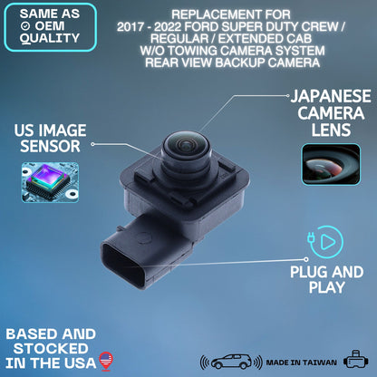 Backup Camera Replaces for 2017 2018 2019 2020 2021 2022 Ford Super Duty Crew/Regular/Extended Cab w/o Towing Camera System OE Part # JC3Z19G490F JC3T19G490AA HC3Z19G490B HC3Z19G490V JC3Z19G490A