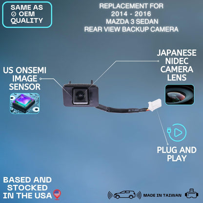 Backup Camera Replaces for 14-16 Mazda 3 BHN1-67-RC0A BHN1-67-RC0