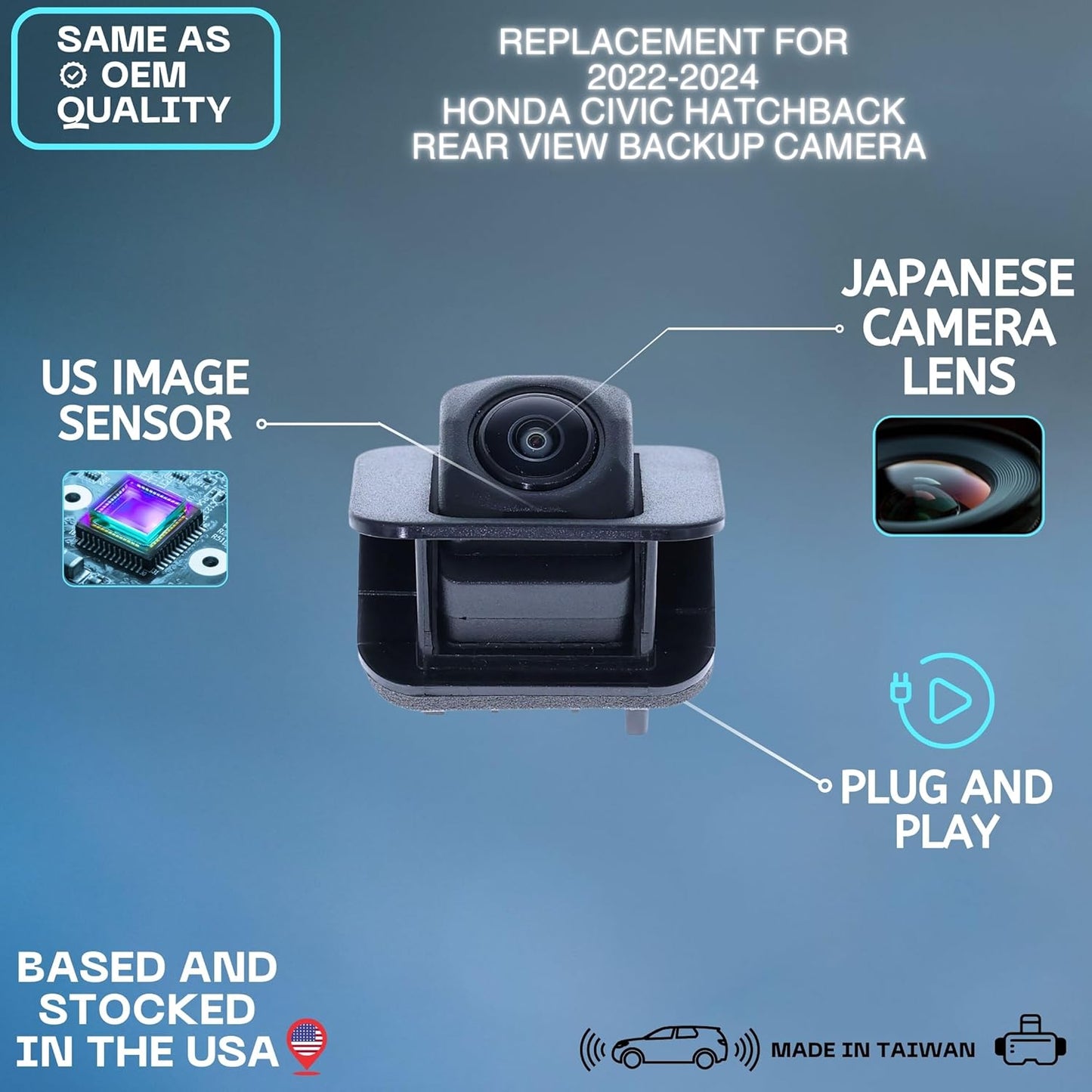 Backup Camera Replaces for 2022 2023 2024 Honda Civic Hatchback OE Part # 39530-T43-A01 39530T43A01