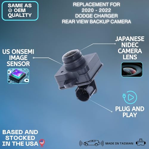 Backup Camera Replaces for 2019 2020 2021 2022 Dodge Charger OE Part # 04672761AC 4672761AB 68354321AA 6QN26DX8AB 6QN26XXXAB