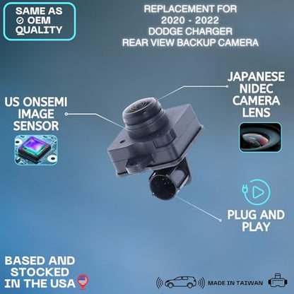 Backup Camera Replaces for 2019 2020 2021 2022 Dodge Charger OE Part # 04672761AC 4672761AB 68354321AA 6QN26DX8AB 6QN26XXXAB