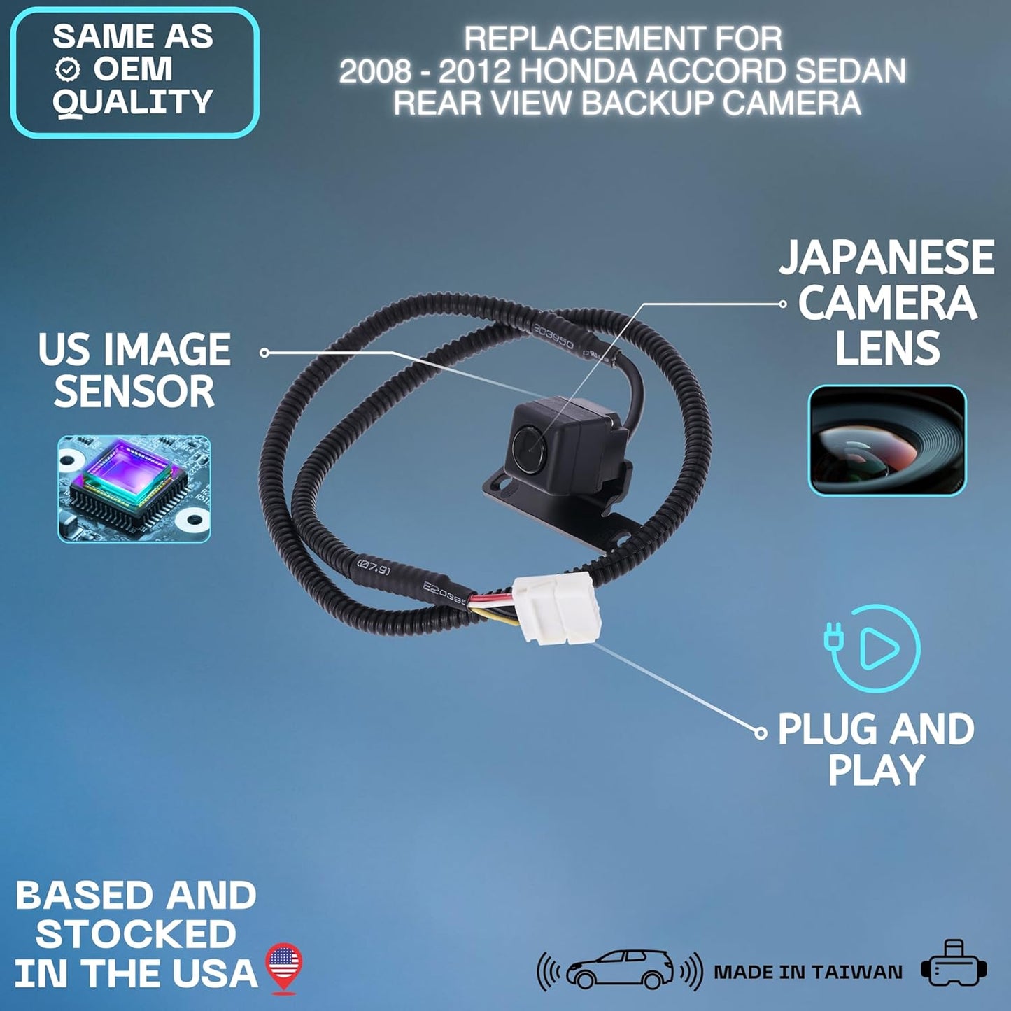 Backup Camera Replaces for 08-12 Honda Accord 08A21-6K1-370 08A77-6K1-000