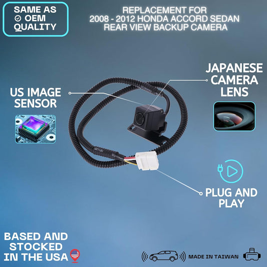 2008 2009 2010 2011 2012 Honda Accord EX EX-L V6 Sedan 4-Door Coupe 2-Door trunk lid license plate area mounted reversing rearview wide angle parking assist camera module replacement assembly OE 08A77-6K1-000 08A21-6K1-370 HO1960144