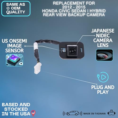 Backup Camera Replaces for 2012 2013 2014 2015 HONDA CIVIC SEDAN / HYBRID OE
