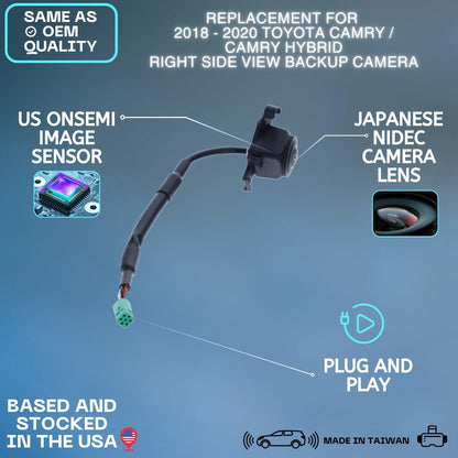 Backup Camera Replaces for 2018 2019 2020 TOYOTA CAMRY/ HYBRID Right Side View