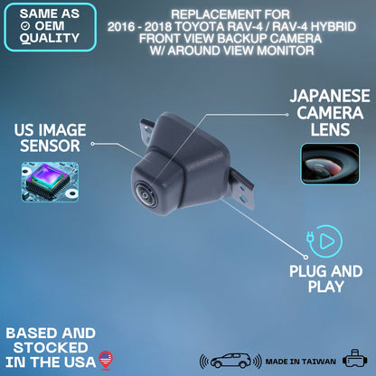 Front View Backup Camera Replaces for 2016 2017 2018 Toyota RAV-4 / RAV-4 Hybrid w/Around View Monitor OE Part # 8679042070 86790-42070
