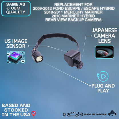 Backup Camera Replaces for 2009 2010 2011 2012 Ford Escape/Escape Hybrid | 2010 2011 Mercury Mariner / 2010 Mariner Hybrid OE Part # AL8Z19G490A AL8T19G490CB AL8Z-19G490-A AL8T-19G490-CB