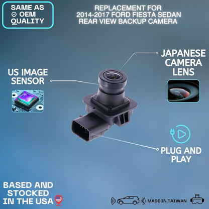 Backup Camera Replaces for 2014 2015 2016 2017 Ford Fiesta Sedan OE Part # D2BZ19G490D D2BT19G490BC D2BZ19G490B (D2BZ-19G490-D, D2BT-19G490-BC, D2BZ-19G490-B)