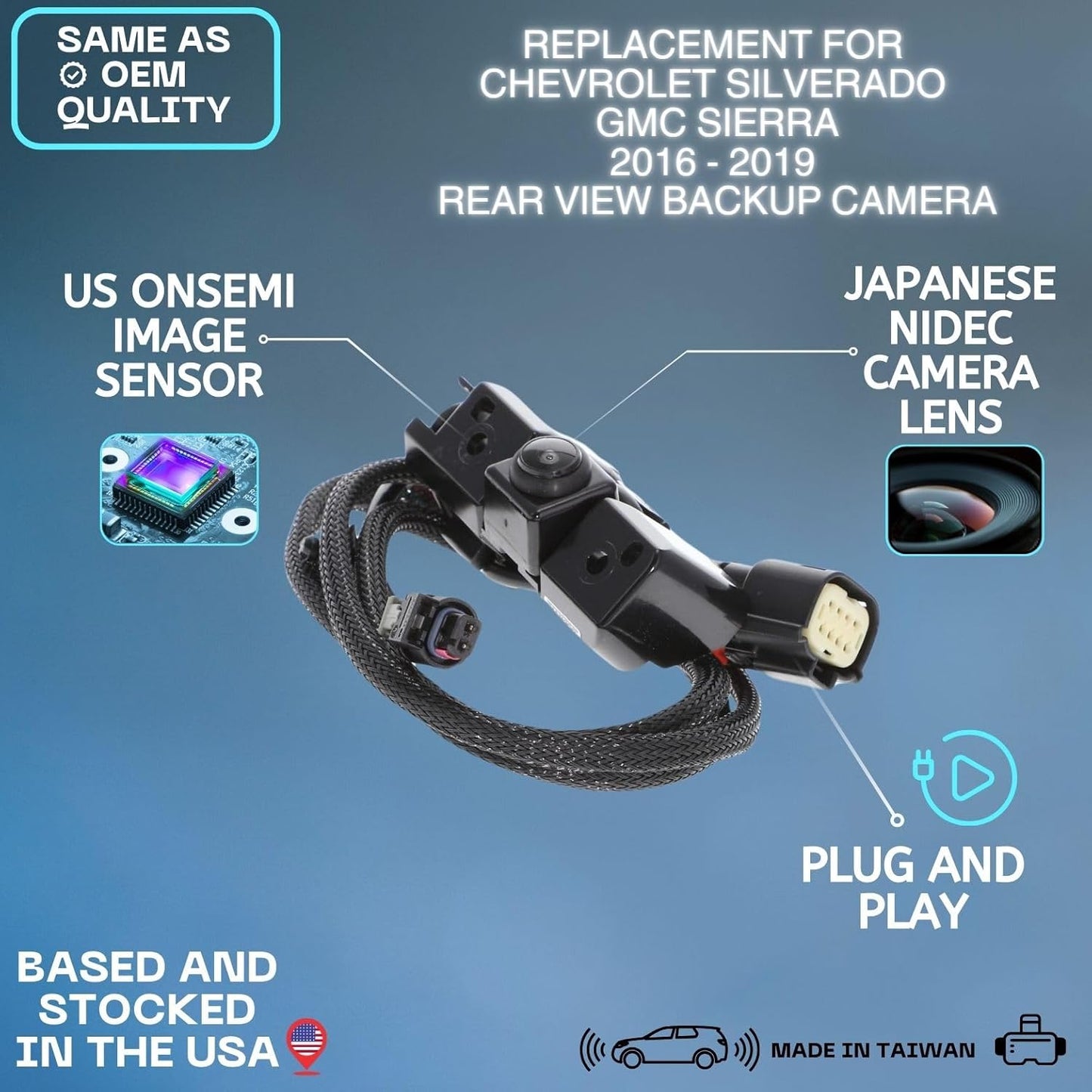 Backup Camera Replaces for 2016 2017 2018 2019 Chevrolet Silverado GMC Sierra