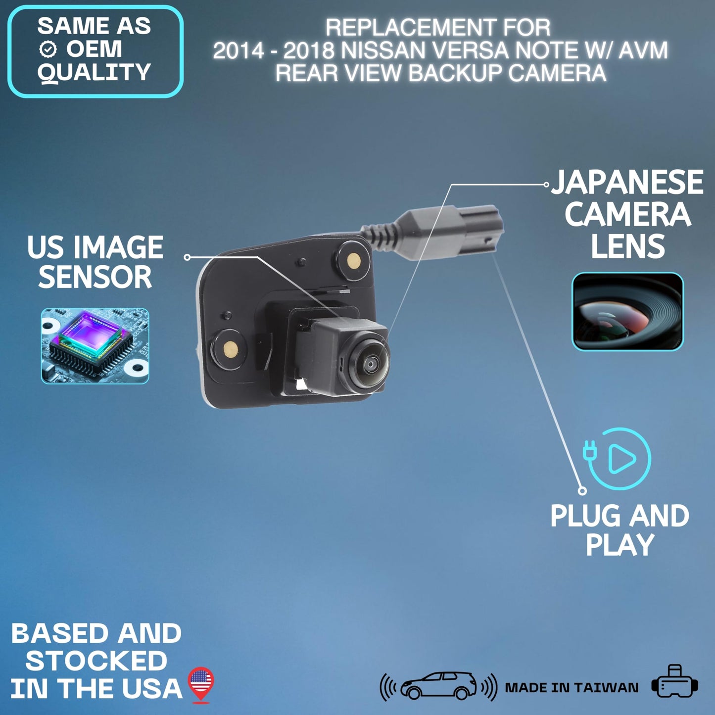 Backup Camera Replaces for 2014-2018 Nissan Versa Note w/AVM