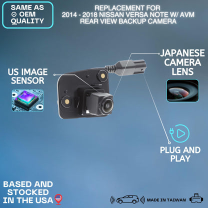 Backup Camera Replaces for 2014-2018 Nissan Versa Note w/AVM