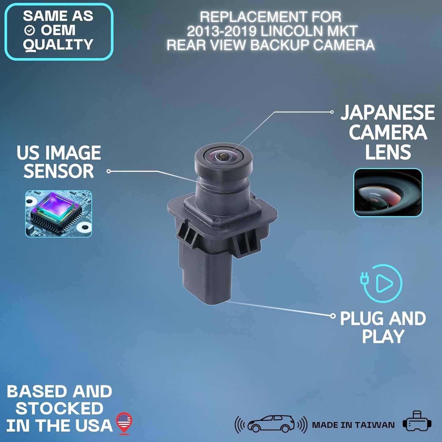 Backup Camera Replaces for 2013 2014 2015 2016 2017 2018 2019 Lincoln MKT OE Part # EE9Z19G490-A EE9T19G490AA DE9Z19G490A (EE9Z-19G490-A EE9T-19G490-AA DE9Z-19G490-A)
