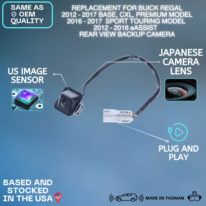 Backup Camera Replaces for Buick 2012-2017 Regal Base, CXL, Premium Model | 2016-2017 Regal Sport Touring Model | 2012-2016 Regal eAssist OE Part # 23323601, 22801897