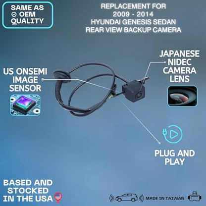 Backup Camera Replaces for 2009 2010 2011 2012 2013 2014 Hyundai Genesis Sedan OE Part # 95760-3M060, 95760-3M050, 95760-3M000, 95760-3M061, 95760-3M200