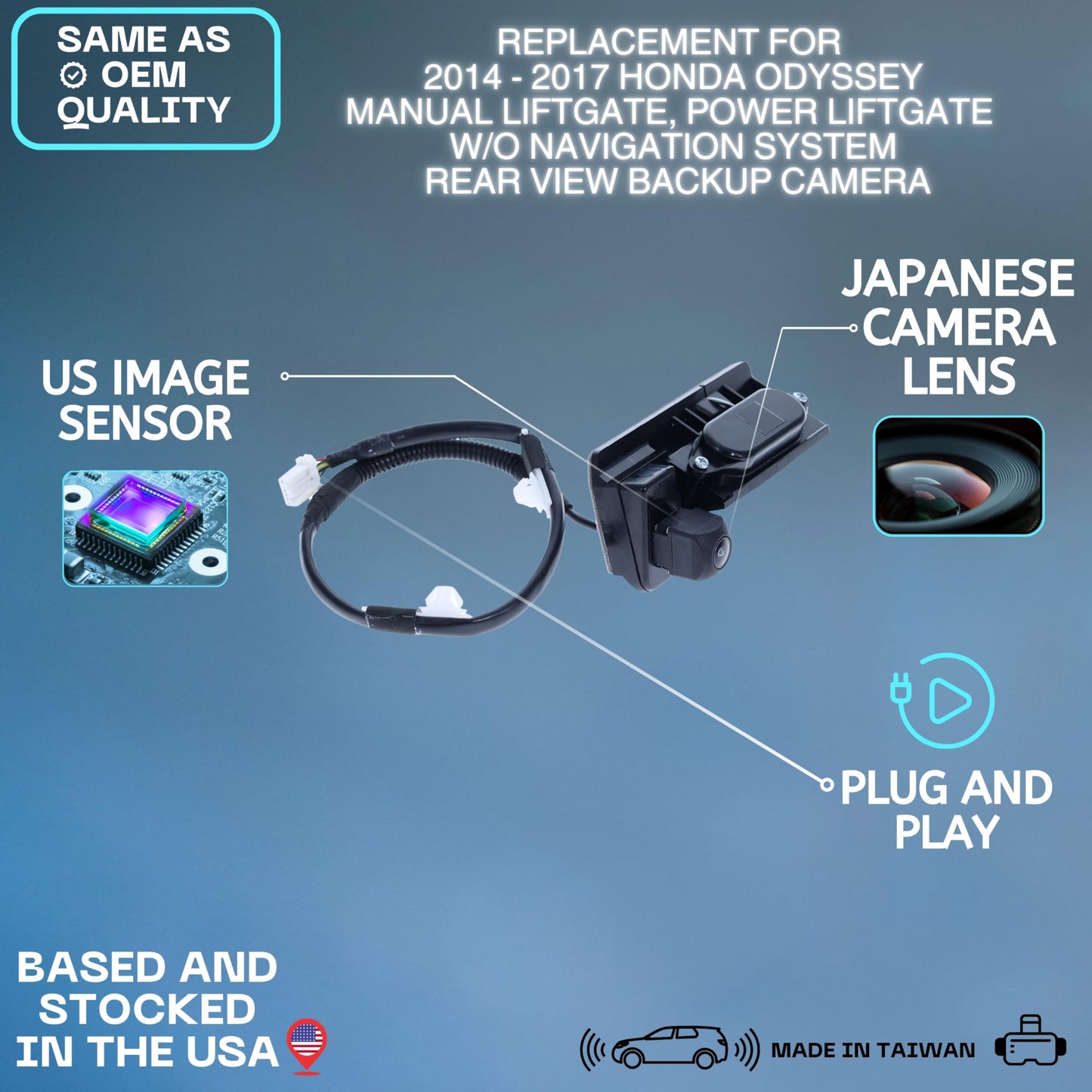 Backup Camera Replaces for Honda Odyssey Manual / Power Liftgate w/o Navigation