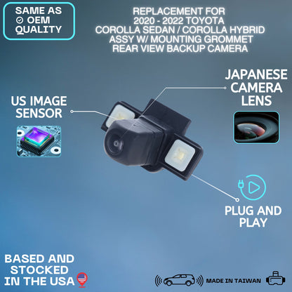 Backup Camera Replaces for 2020 2021 2022 Toyota Corolla Sedan/Corolla Hybrid Assy w/Mounting Grommet OE Part # 8679002190 8679012270 (86790-02190, 86790-12270)