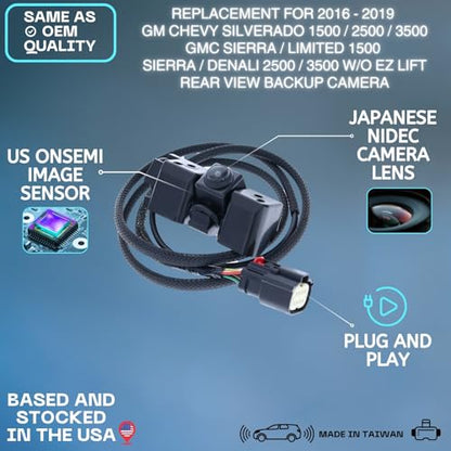 Backup Camera Replaces for 16-19 GM SIERRA DENALI SILVERADO 84079952 23244435