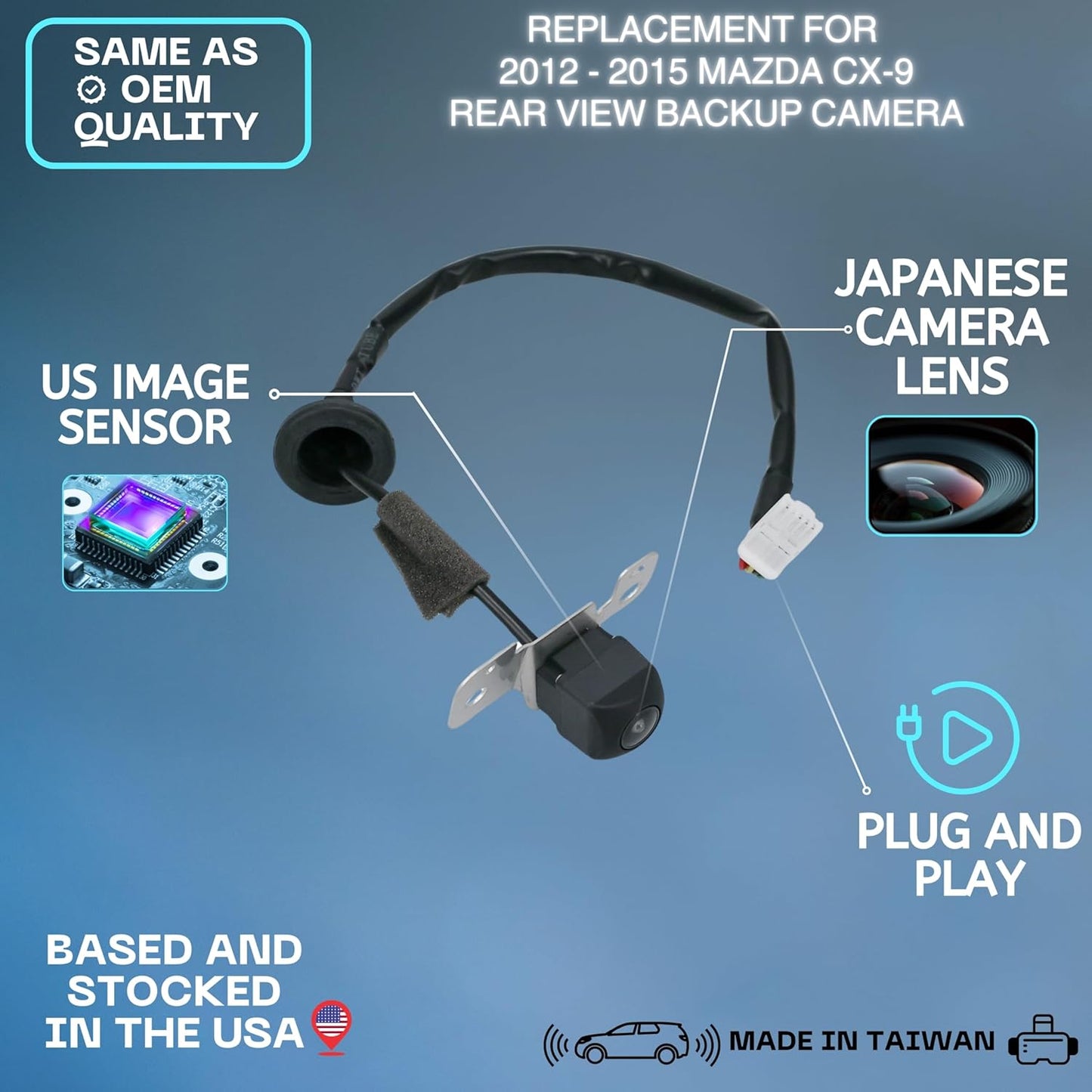 Backup Camera Replaces for 12-15 Mazda CX-9 TK21-67-RC0A/B/C TK21-67-RC0