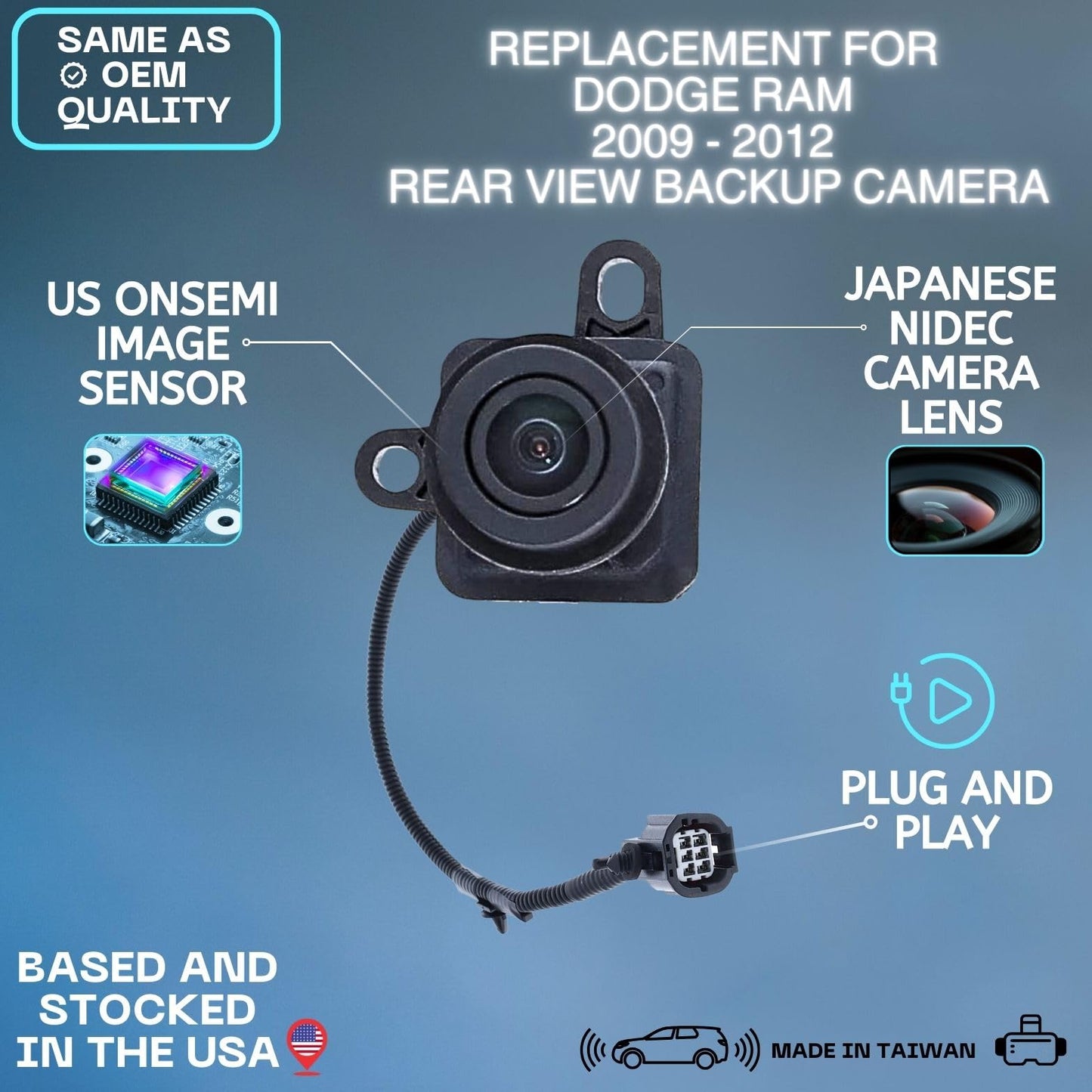 Backup Camera Replaces for 2009 2010 2011 2012 Dodge Ram 1500 2500 3500