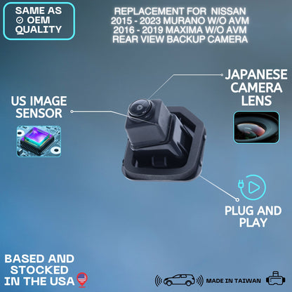 Backup Camera Replaces for Nissan 2015 2016 2017 2018 2019 2020 2021 2022 2023 Murano w/o AVM | 2016 2017 2018 2019 Maxima w/o AVM OE Part # 284425AA1C 284425AA0C (28442-5AA1C 28442-5AA0C)