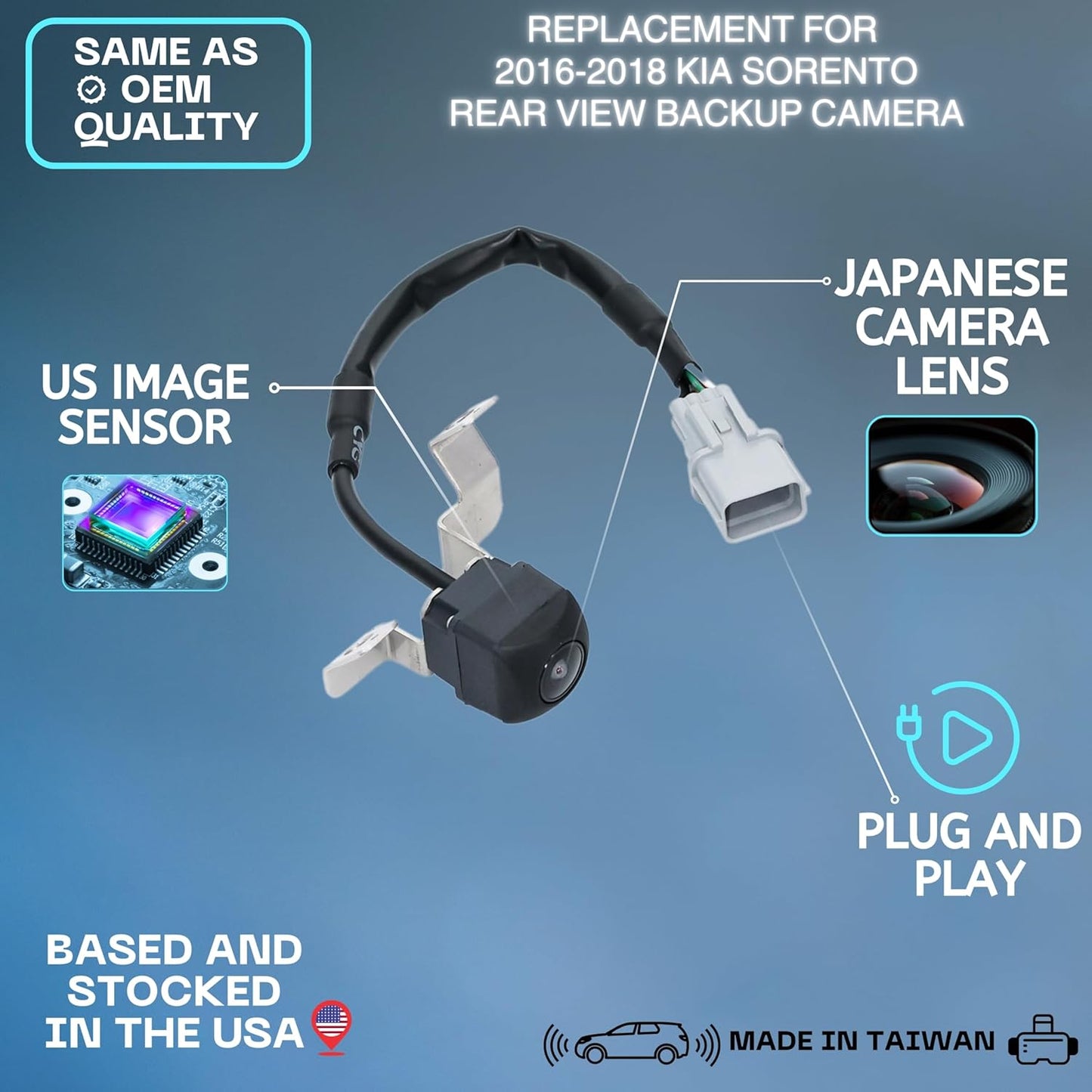 Backup Camera Replaces for 16-18 Kia Sorento 95760C6210 95760C6200