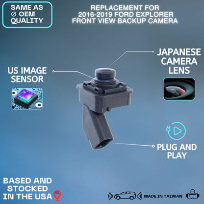 Front View Backup Camera Replaces for 2016 2017 2018 2019 Ford Explorer OE Part # GB5Z19G490D GB5Z19G490B GB5Z-19G490-D GB5Z-19G490-B
