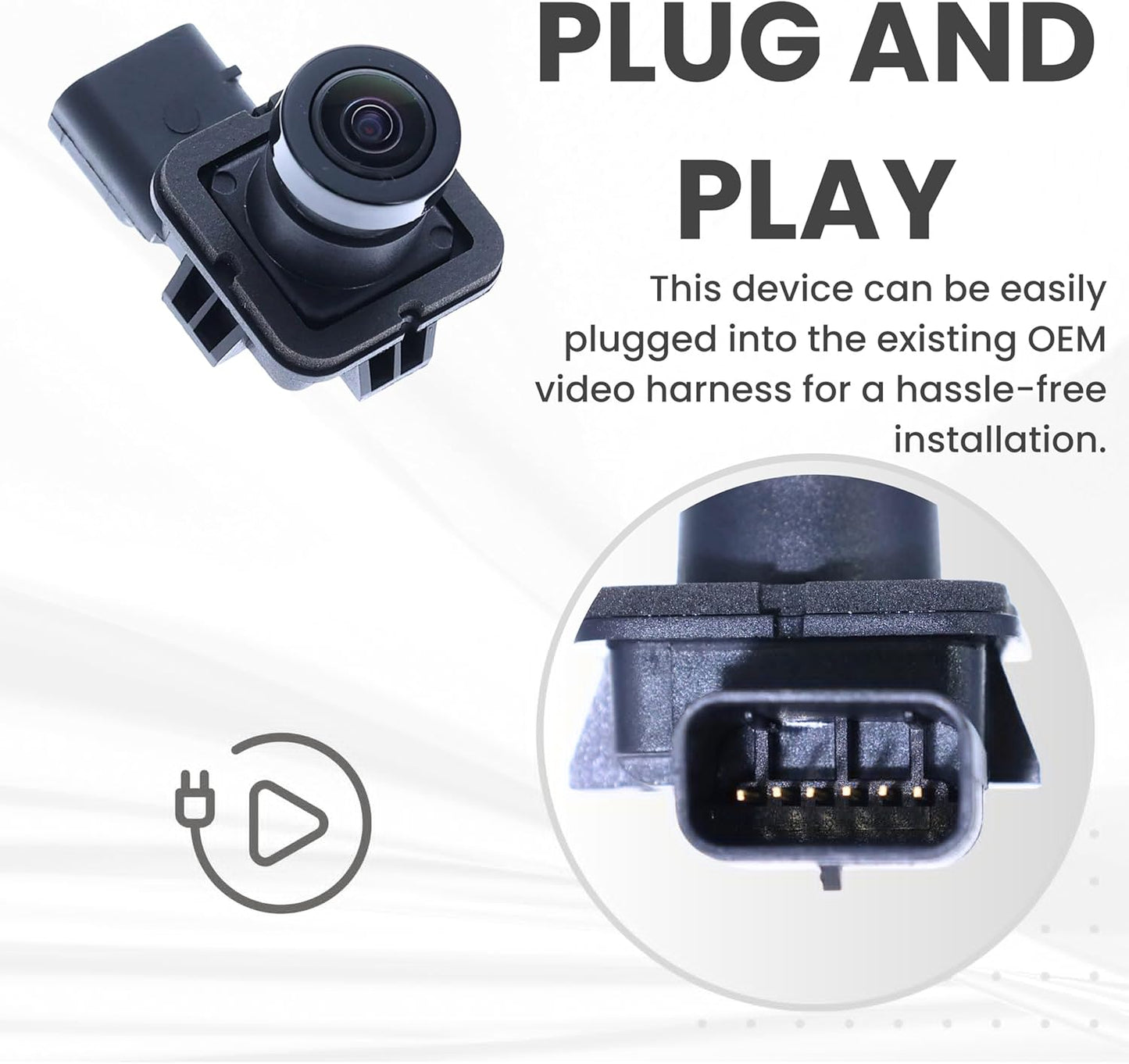 Backup Camera Replaces for 2018 2019 Ford Transit Passenger Van/Cargo Van, Medium Roof, High Roof, on High Mount Stop Lamp OE Part # JK4Z-19G490-A, JK4T-19G490-AB, JK4Z-19G490-F