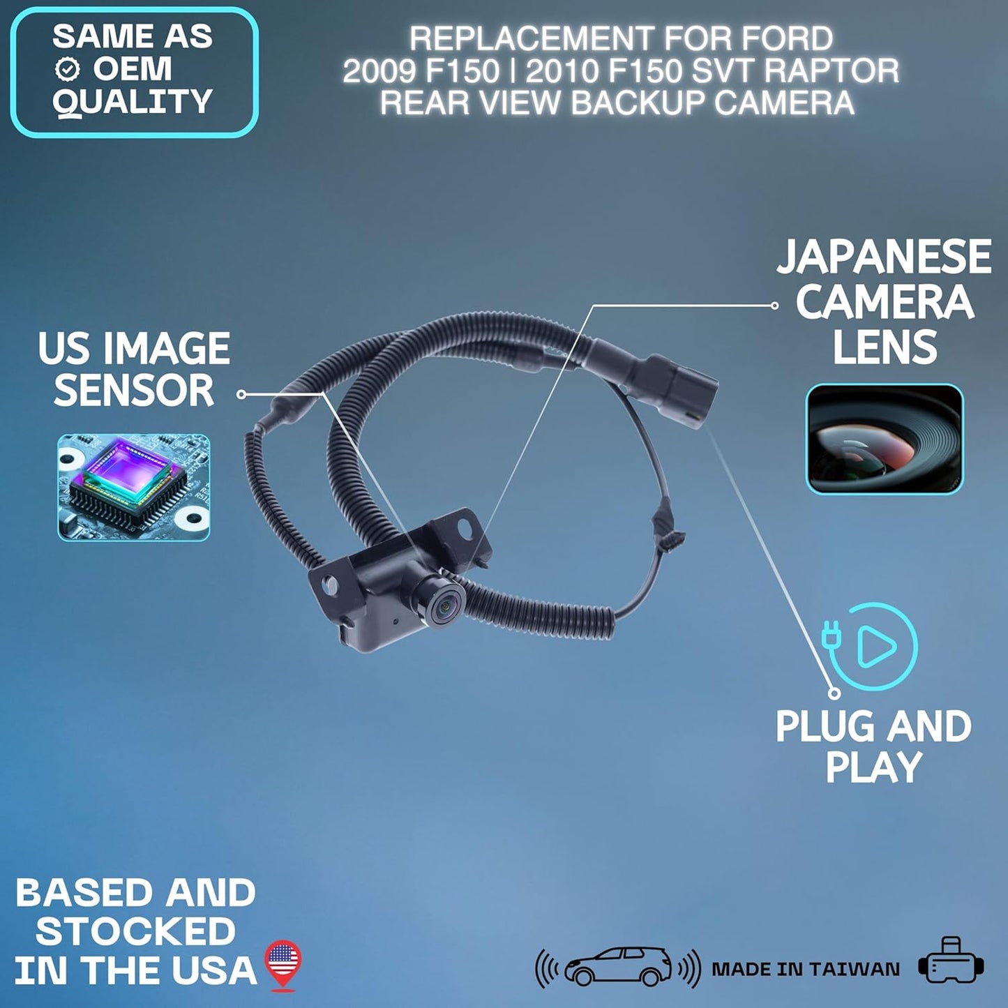 Backup Camera Replaces for Ford 2009 F150 | 2010 F150 SVT Raptor OE Part # 9L3Z19G490C 9L3Z-19G490-C