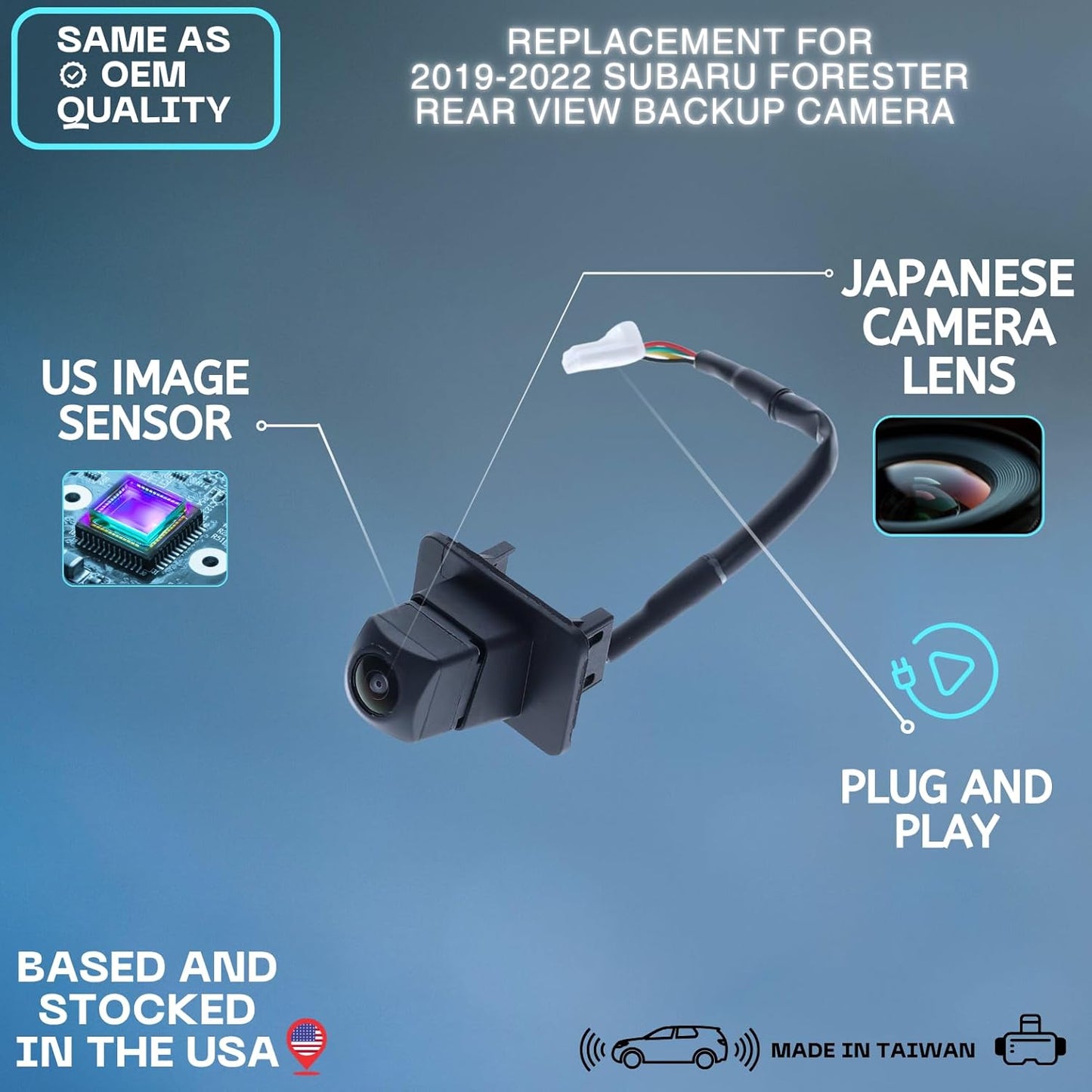 Backup Camera Replaces for 2019 2020 2021 2022 Subaru Forester | OE Part # 86267SJ000 (8626–7SJ00-0)