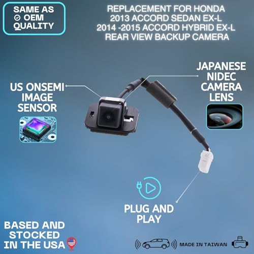 Backup Camera Replaces for 13-15 Honda Accord 39530-T2A-A01