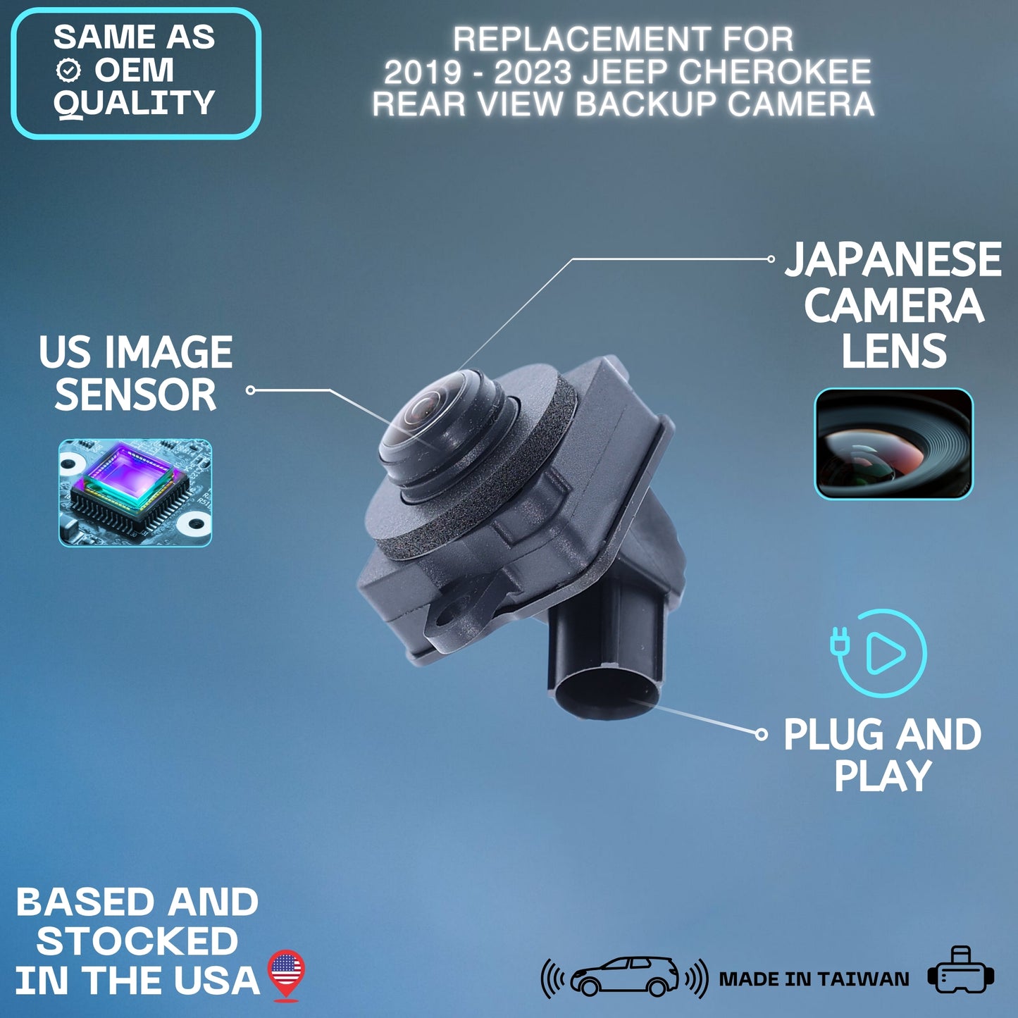 Backup Camera Replaces for 2019 2020 2021 2022 2023 Jeep Cherokee OE Part # 68360986AD 68360986AC