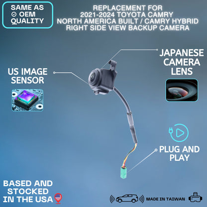 Right Side View Backup Camera Replaces for 2021 2022 2023 2024 Toyota Camry North America Built/Camry Hybrid OE Part # 8679006190 86790-06190