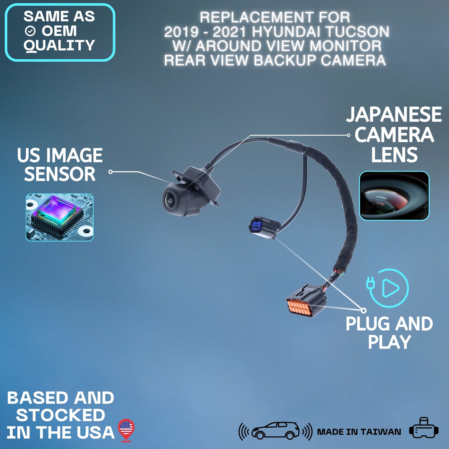 Backup Camera Replaces for 2019 2020 2021 Hyundai Tucson w/Around View Monitor OE Part # 95766D3800 95766-D3800