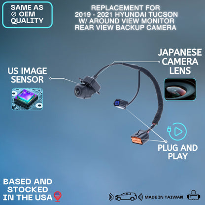 Backup Camera Replaces for 2019 2020 2021 Hyundai Tucson w/Around View Monitor OE Part # 95766D3800 95766-D3800